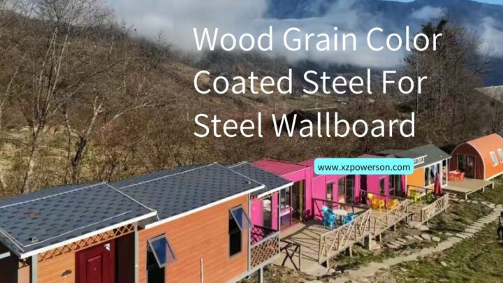 Wood grain color coated steel for steel wallboard